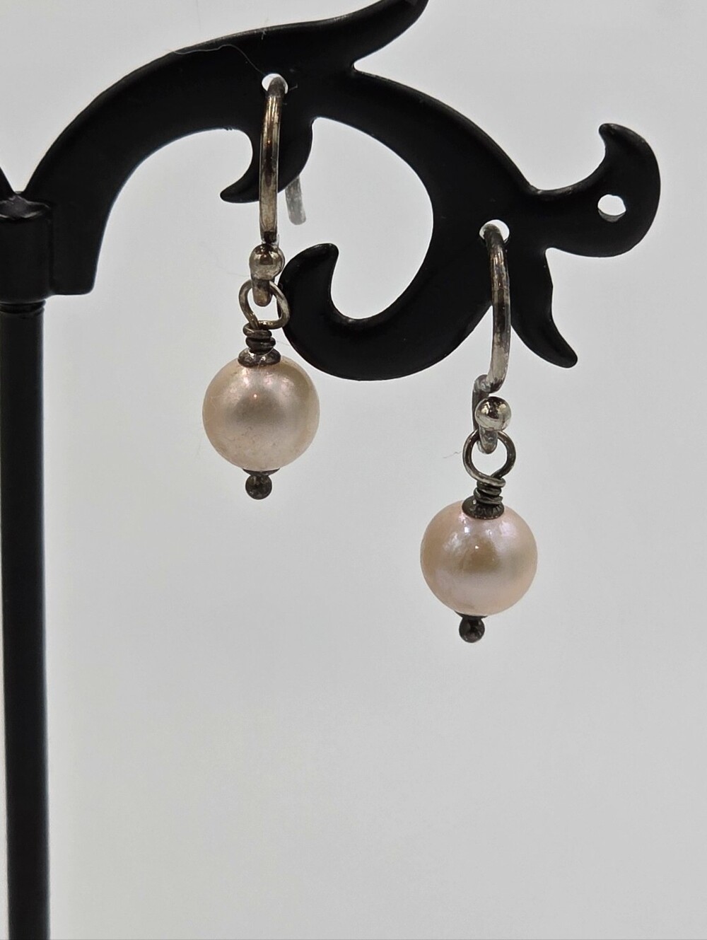 Silpada Sterling Silver Freshwater Pearl Drop Earrings French Wire Dangle White - Picture 2 of 3